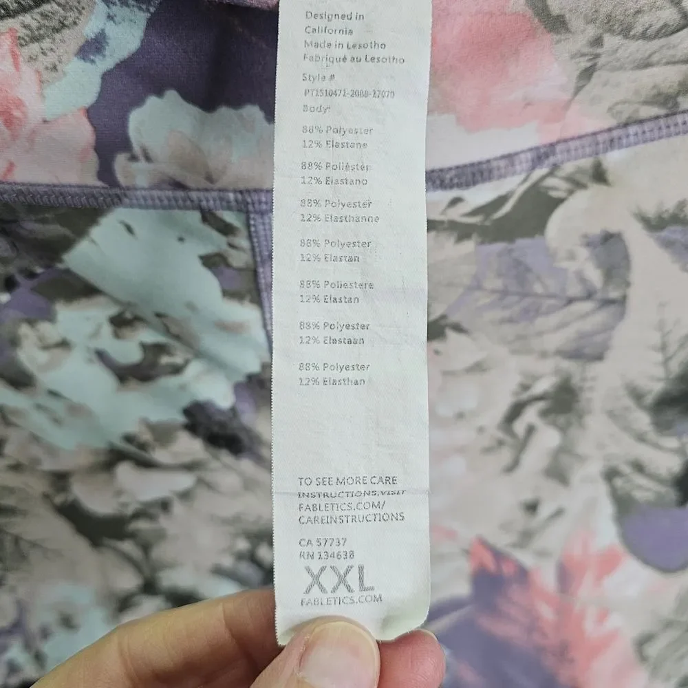 Fabletics Salar Gray And Pink Floral Powerhold Leggings Size XXL